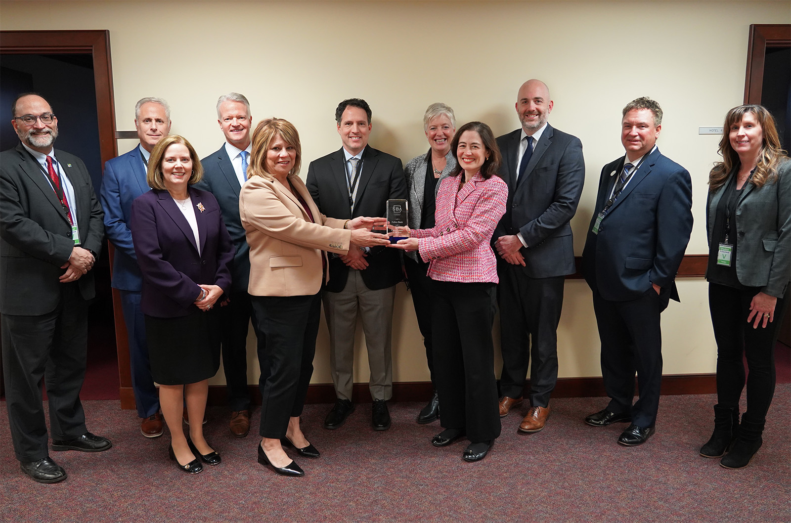 Members of Cavity Bank leadership receiving the SBA Export Lender Award